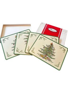 Spode Christmas Tree Placemats Set of 4 Pimpernel Cork Back Holiday